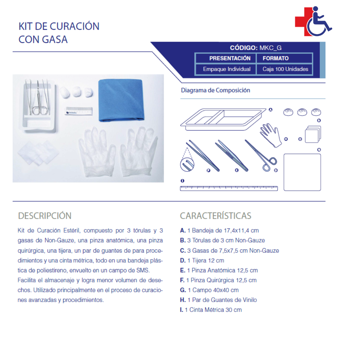 Kit de Curación Estéril Desechable Con Guantes