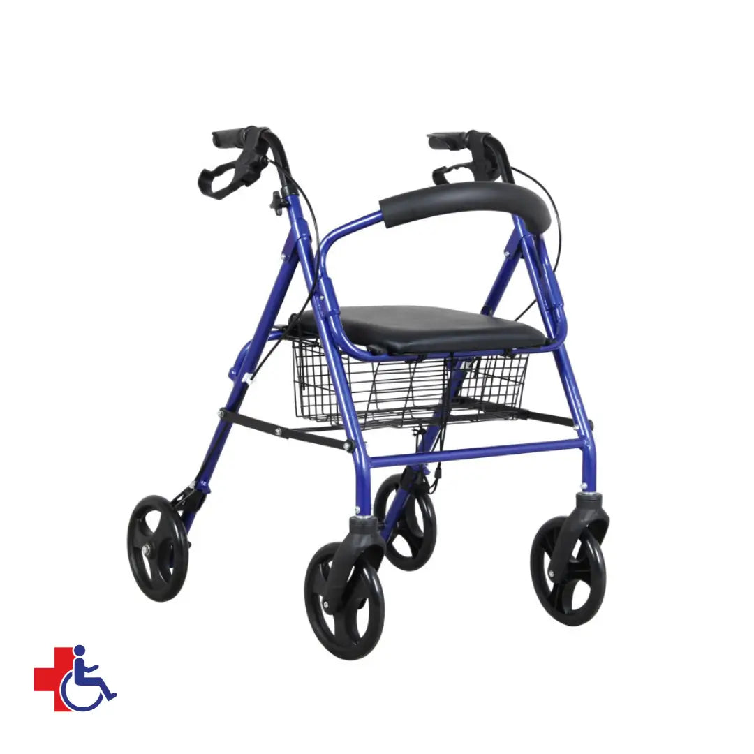 Andador Plegable 4 Ruedas con Asiento y Canasto