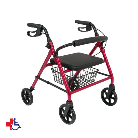 Andador Plegable 4 Ruedas con Asiento y Canasto