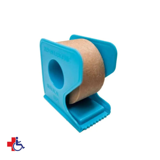 Tela Adhesiva de Papel 2.5cm x 9mt Color Piel Con Dispensador (Tipo Micropore)