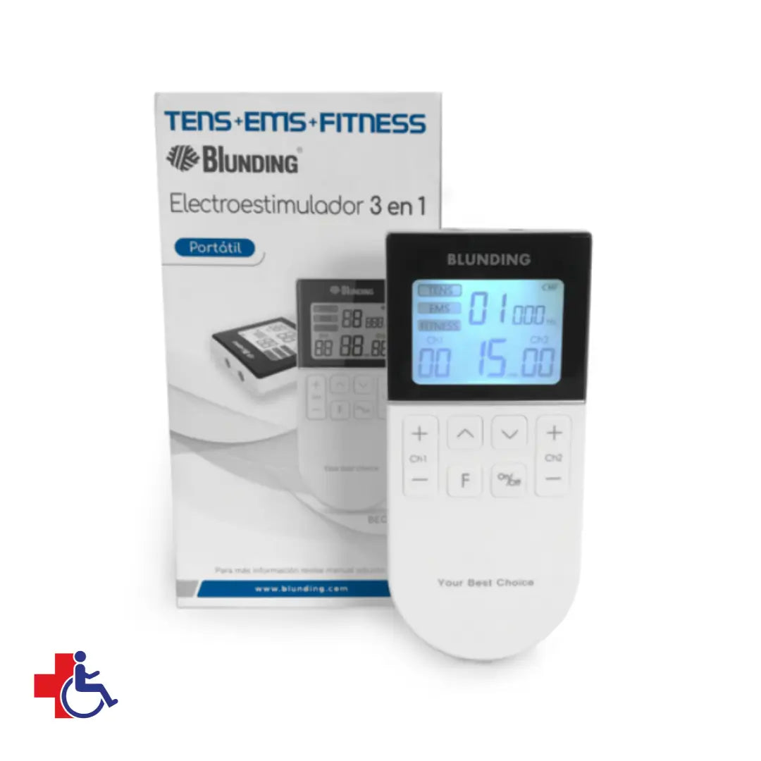 TENS EMS Fitness 3 en 1 Electroestimulador Blunding 2 Canales